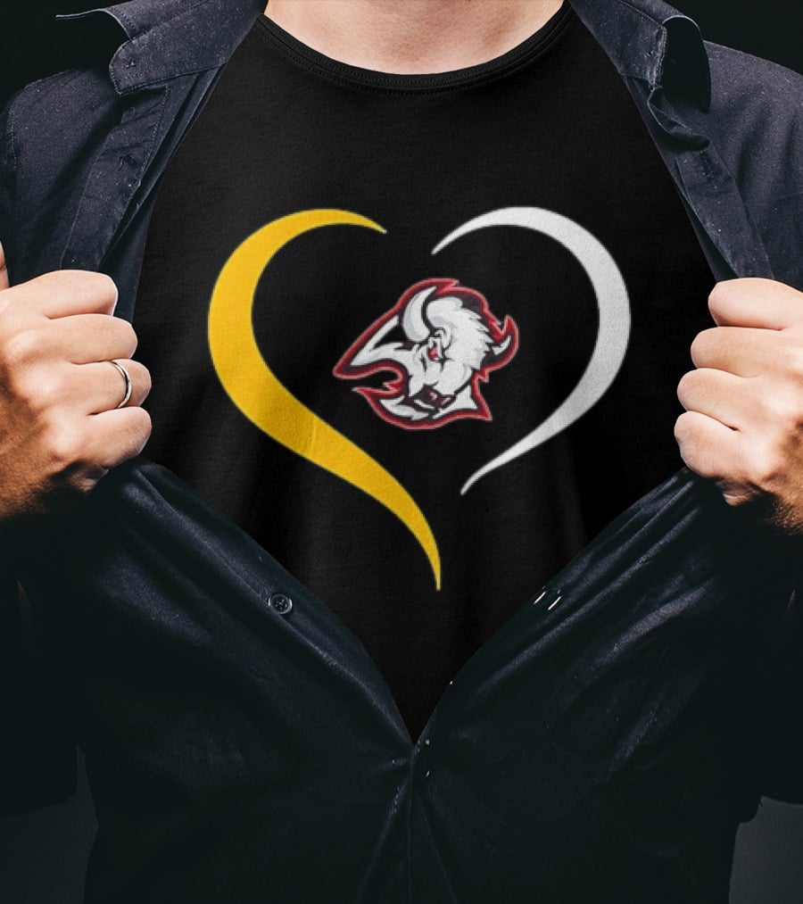 Buffalo Heart With Buffalo Head And Dual Heart T-Shirt