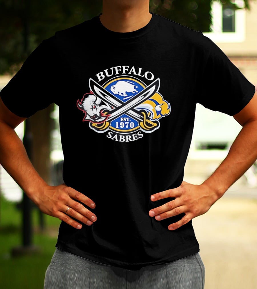 Buffalo Sabres Est 1970 Crossed Sabers Logo With Buffalo And Sabre T-Shirt
