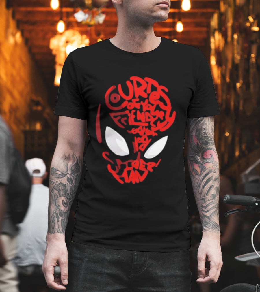 Courtesy Of Your Friendly Neighborhood Spider Man Face T-Shirt