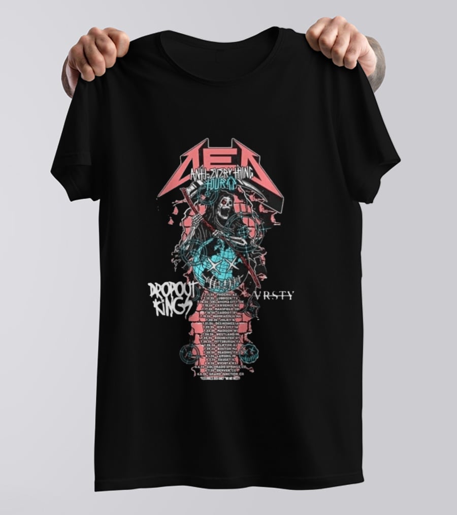DED Anti Everything Tour 2026 US Cities List With Dropout Kings VRSY July August Phoenix To Grand Junction T-Shirt