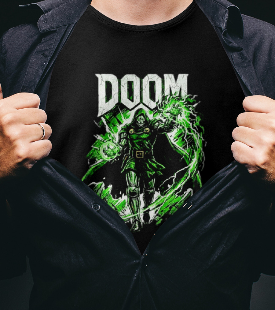 Doctor Doom Lightning Villain Power Display T-Shirt