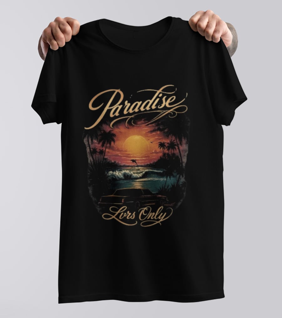 Paradise Lovers Only Sunset Beach Scene T-Shirt