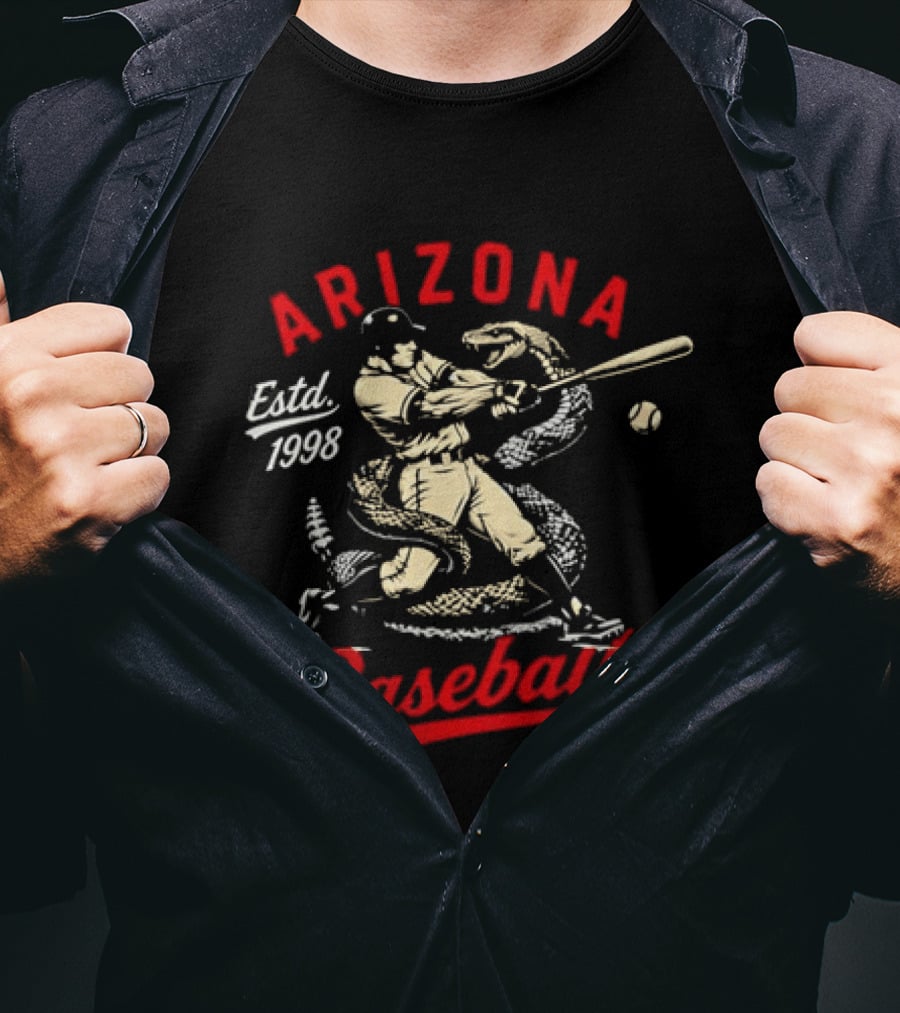 Estd 1998 Arizona Baseball Batting Player With Snake T-Shirt
