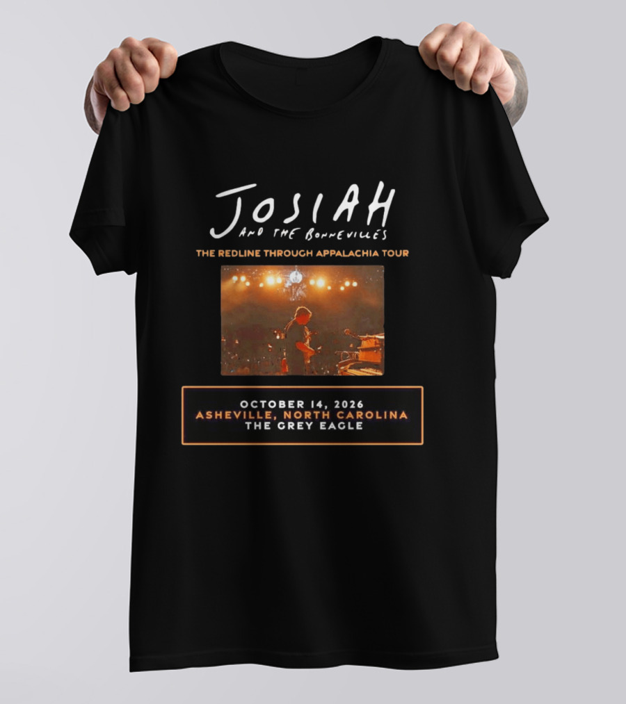 Josiah And The Bonnevilles The Redline Through Appalachia Tour October 14 2026 Asheville North Carolina The Grey Eagle T-Shirt