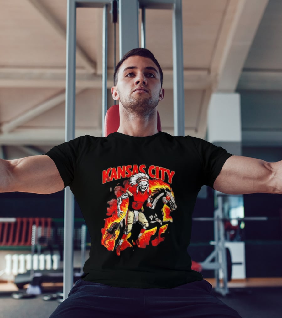 Kansas City Skeleton Player Riding Flaming Horse T-Shirt