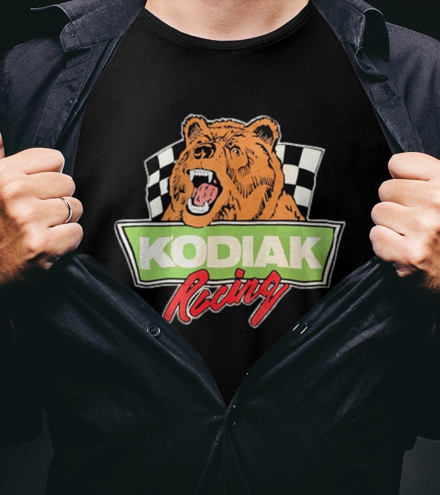 Kodiak Racing Bear Checkered Flag Motorsport T-Shirt