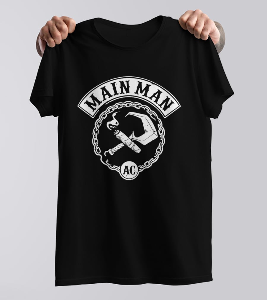 Main Man AC Hammer Chain Iconic Smoking Cigar And Tool Motif T-Shirt