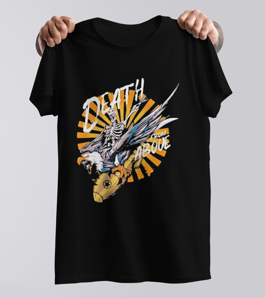 Skeleton Eagle Riding Bomb Death From Above T-Shirt