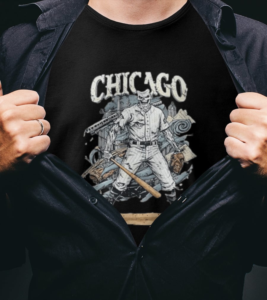 Chicago Zombie Baseball Player With Bat And Glove T-Shirt