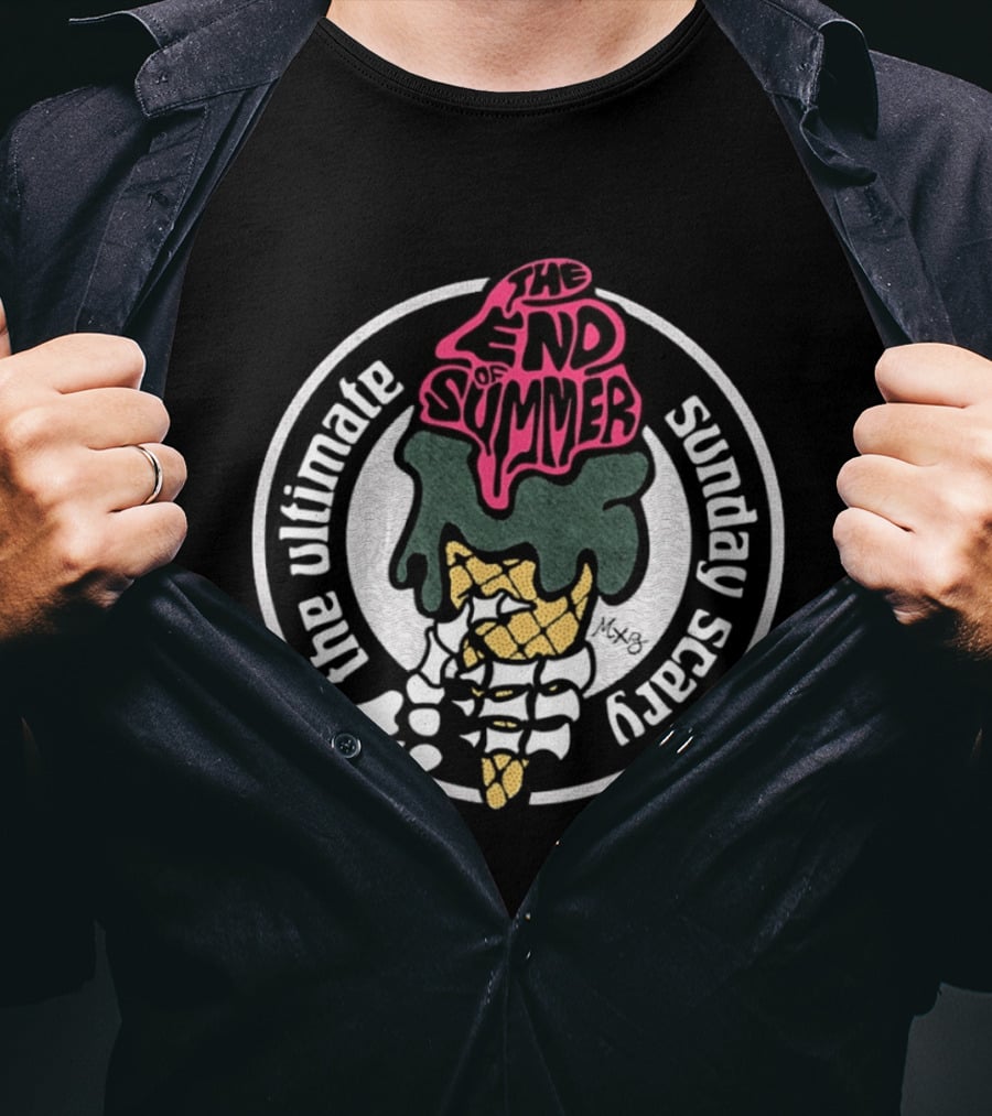 The Ultimate Sunday Scary The End Of Summer Skeleton Ice Cream T-Shirt