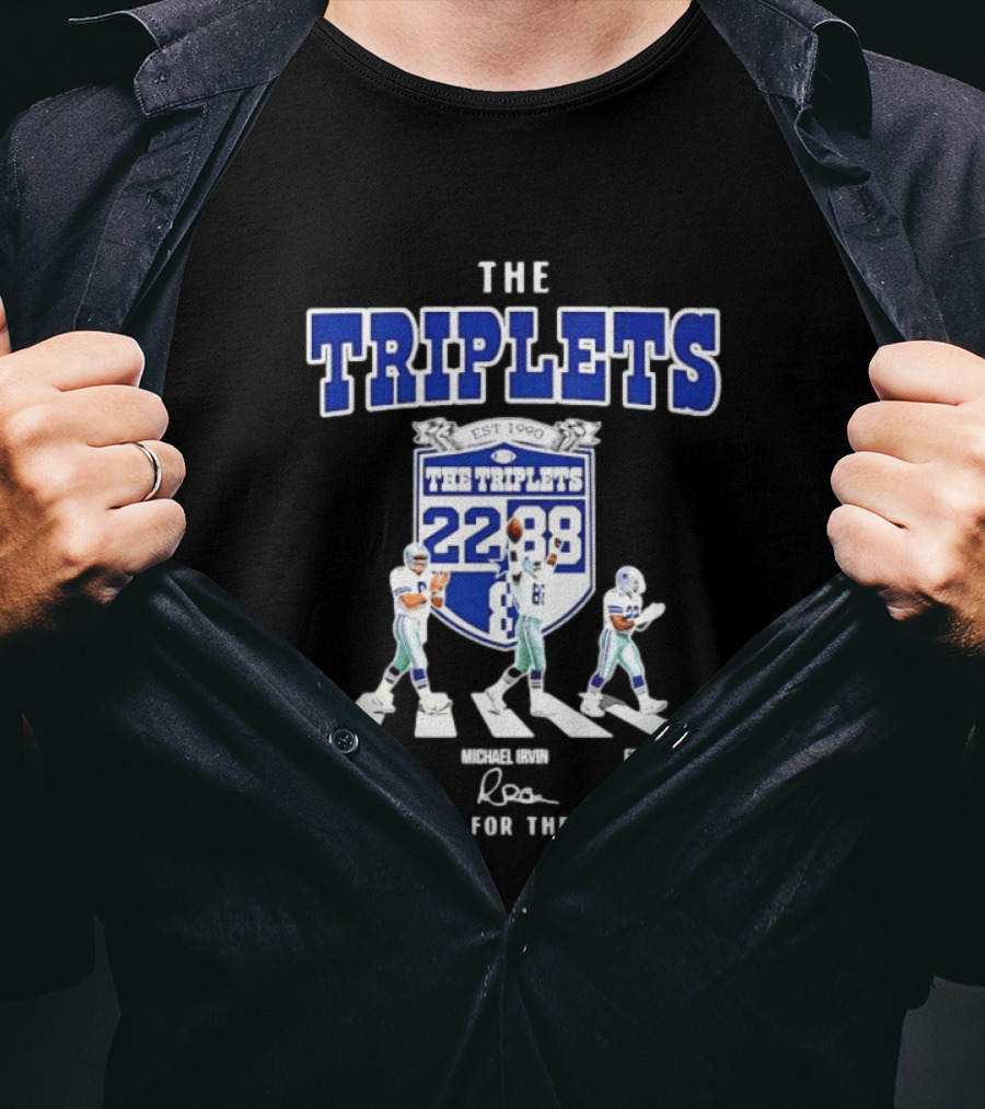 Troy Aikman Michael Irvin Emmitt Smith Dallas Cowboys The Triplets Est 1990 Thank You For The Memories T-Shirt