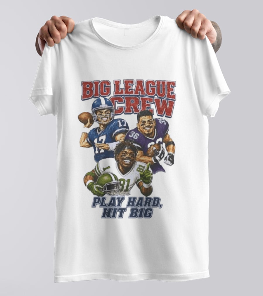 Big League Crew #17 Rocket #36 Bruiser #81 Flash Play Hard Hit Big Football Players T-Shirt