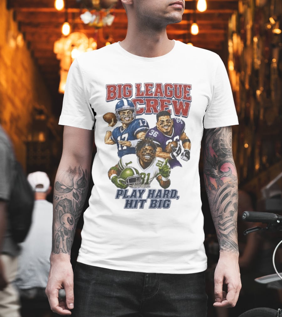 Big League Crew #17 Rocket #36 Bruiser #81 Flash Play Hard Hit Big Football Players T-Shirt