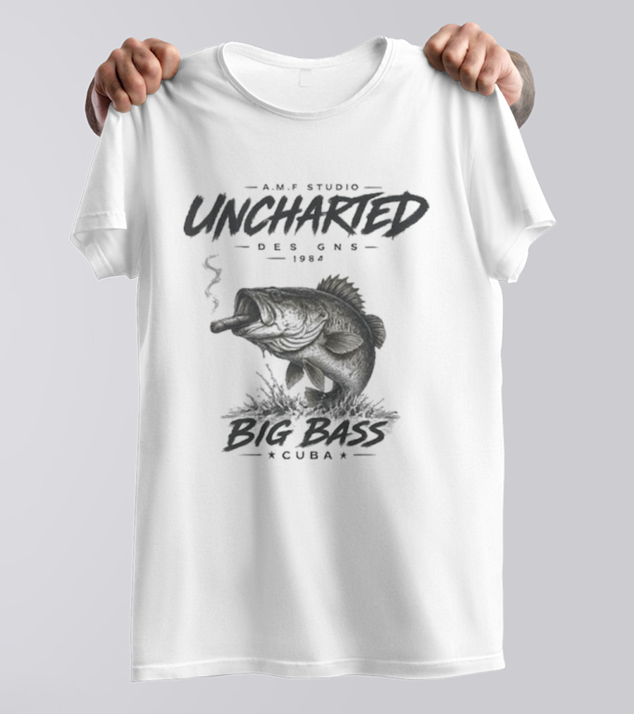 A.M.P Studio Uncharted 1994 Big Bass Cuba Smoking Fish T-Shirt