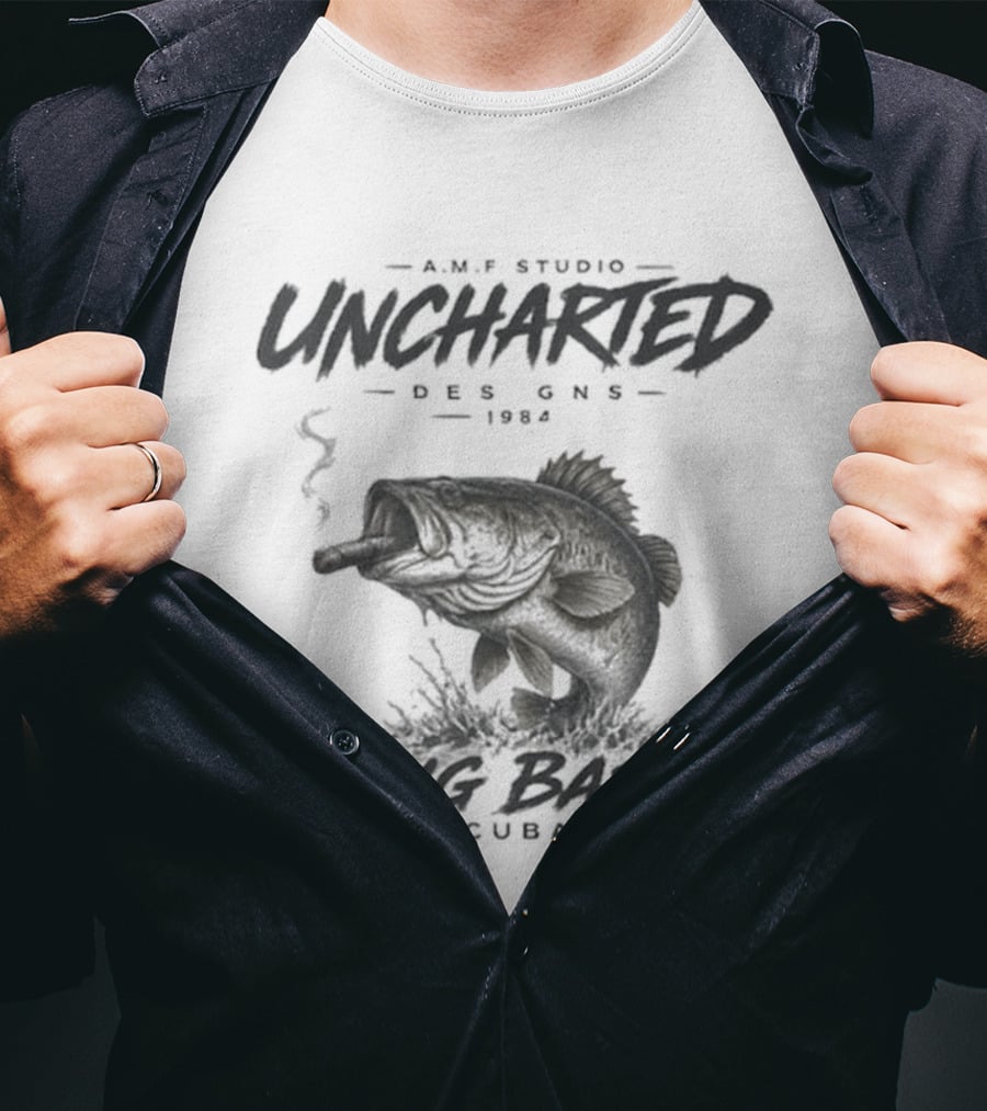 A.M.P Studio Uncharted 1994 Big Bass Cuba Smoking Fish T-Shirt