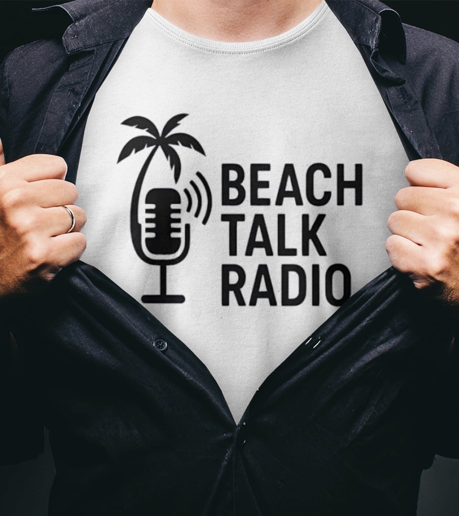 Beach Talk Radio Palm Tree Microphone T-Shirt