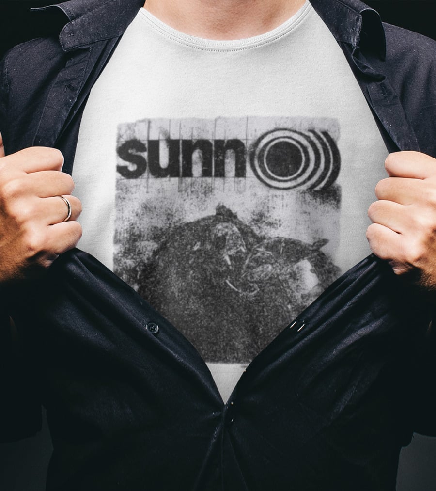 Sunn O))) Brain Dead Collaboration Black And White Distressed T-Shirt