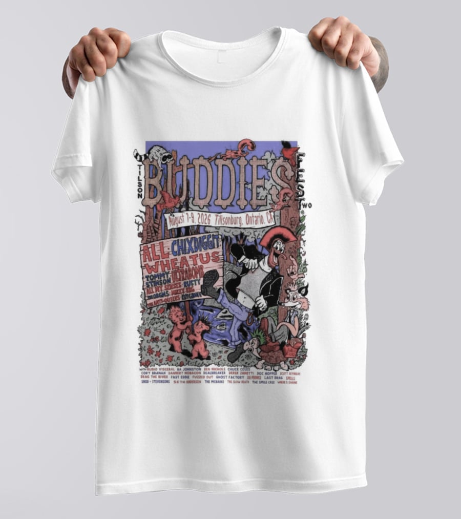Buddies Fest Aug 7 9 2026 The Mill Inn + Eatery Tillsonburg ON Featuring Chixdiggit All Wheatus Live Music Event T-Shirt