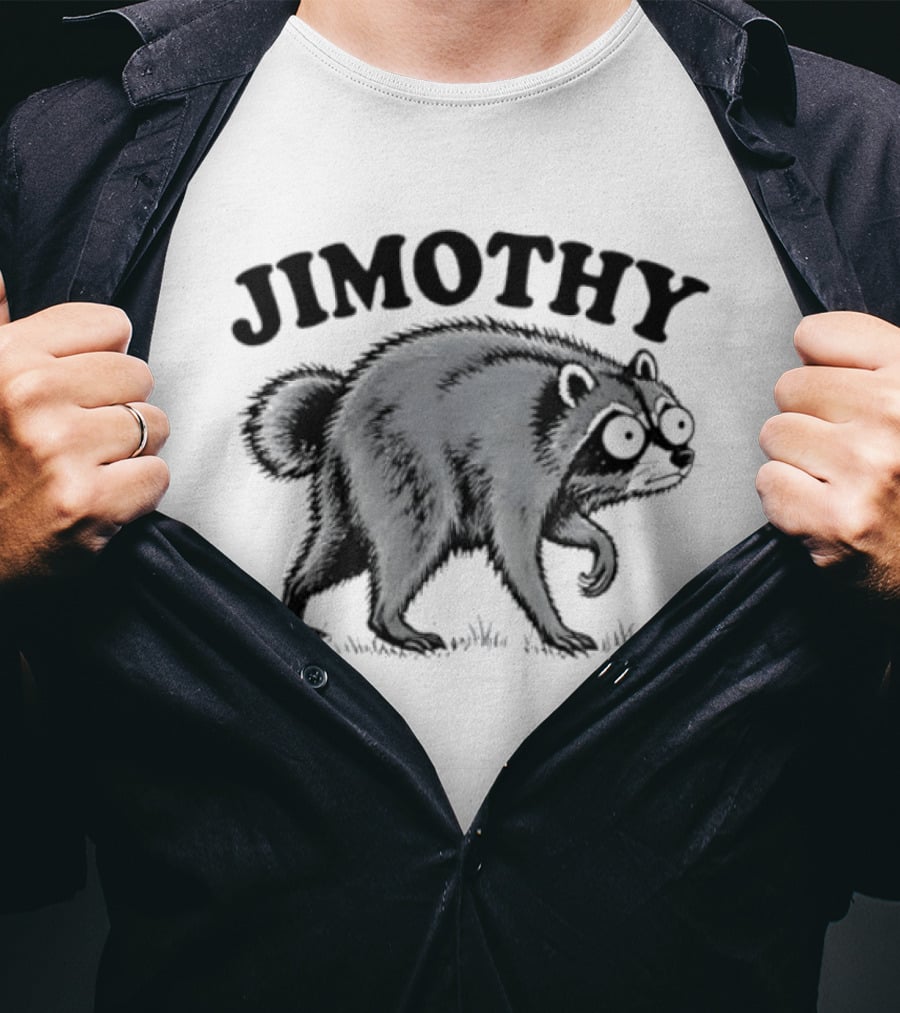 Jimothy Raccoon Animal Drawing Vintage Style Mischievous Cartoon T-Shirt