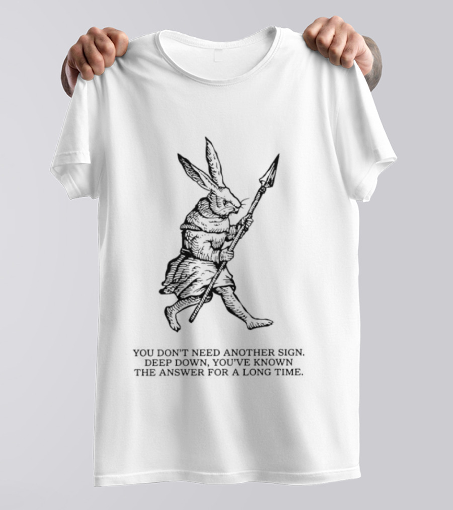 Knight Rabbit You Do Not Need Another Sign Deep Down You Have Known The Answer T-Shirt