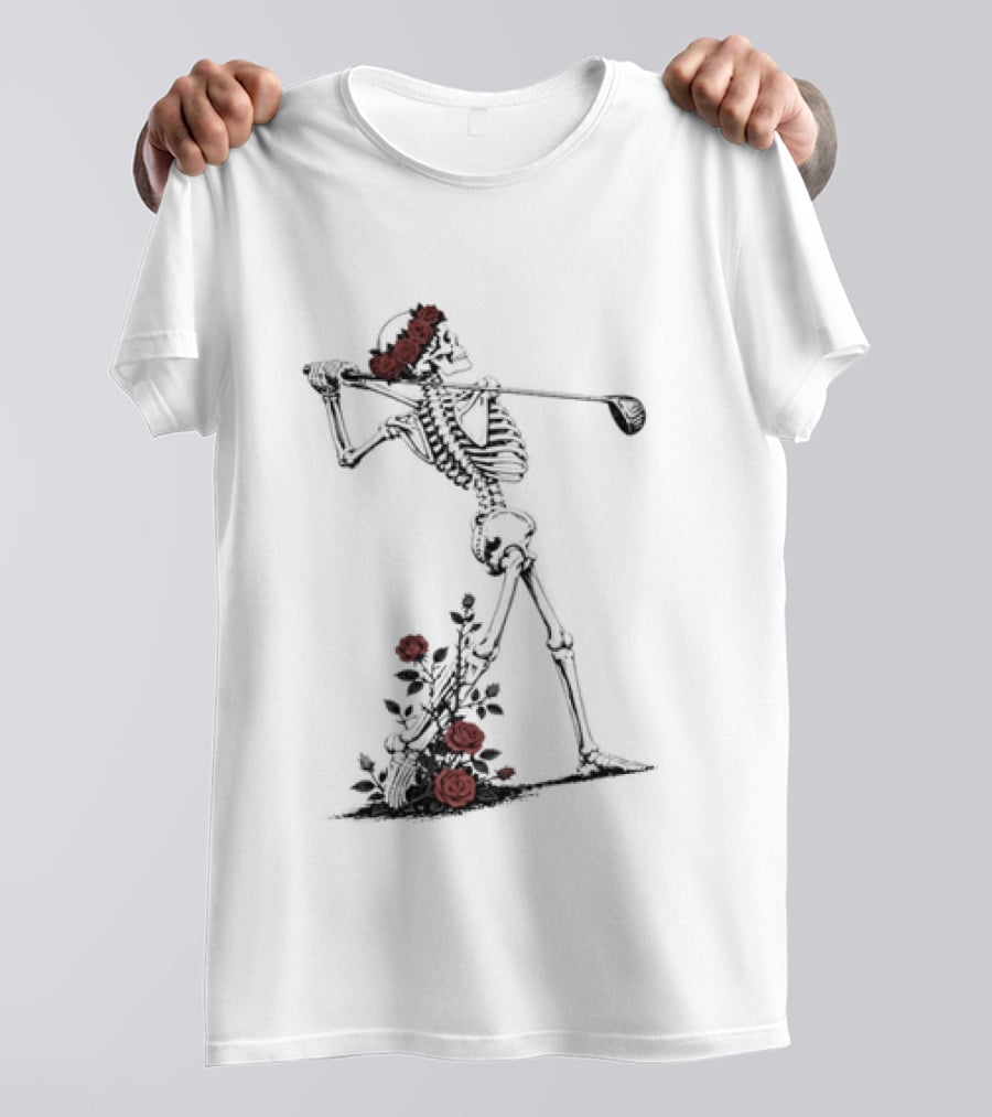 Grateful Dead Skeleton Golfer With Roses And Golf Club T-Shirt
