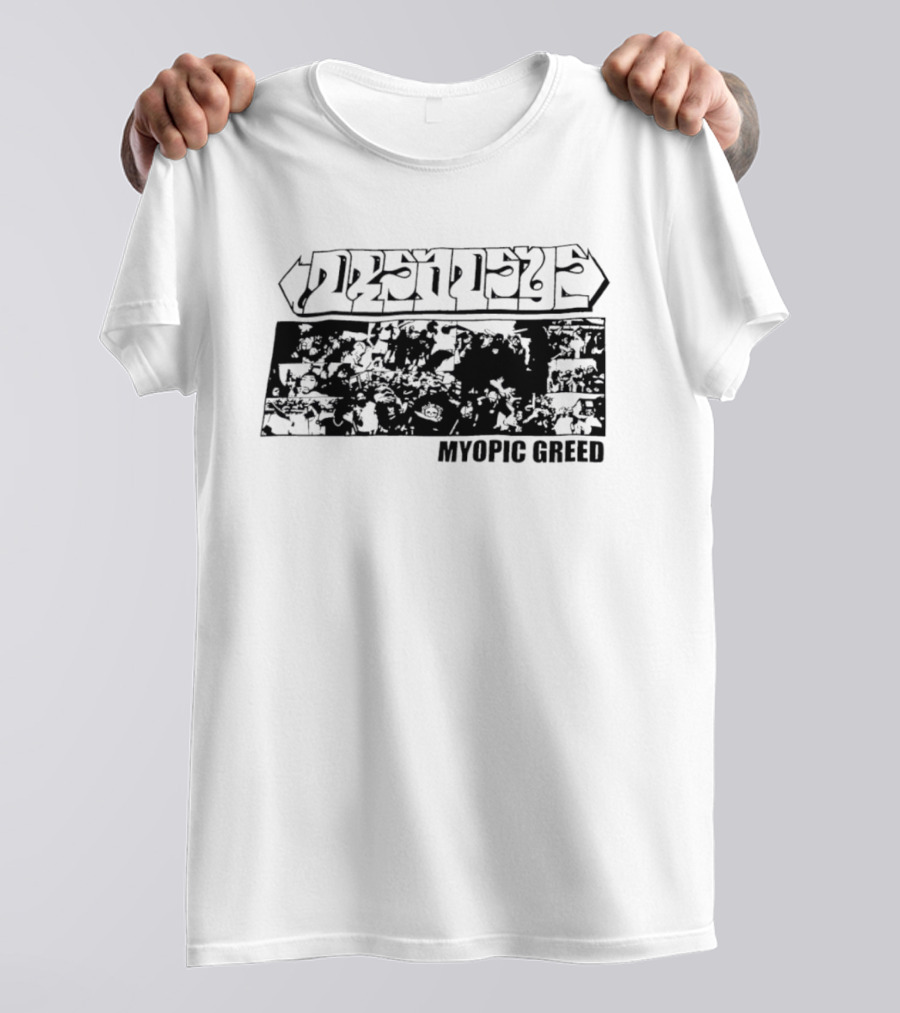 Dmsseye Myopic Greed Black And White Collage T-Shirt