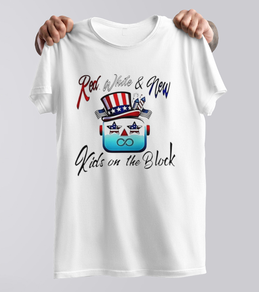 Red White And New Kids On The Block Patriotic Robot Fourth Of July T-Shirt