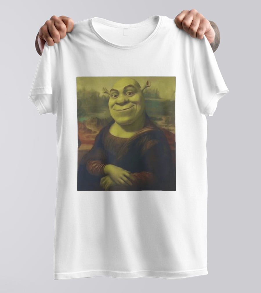 Shrek Mona Lisa Crossover Painting T-Shirt