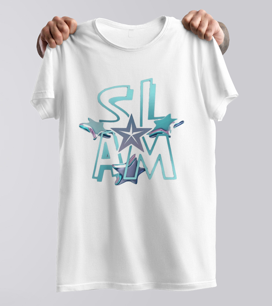 Slam Holographic Star Aqua And Purple Accents T-Shirt