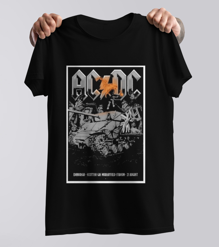 AC DC Murrayfield Stadium Edinburgh Scotland August 21 Scottish Gas Tour Tank Butterfly T-Shirt