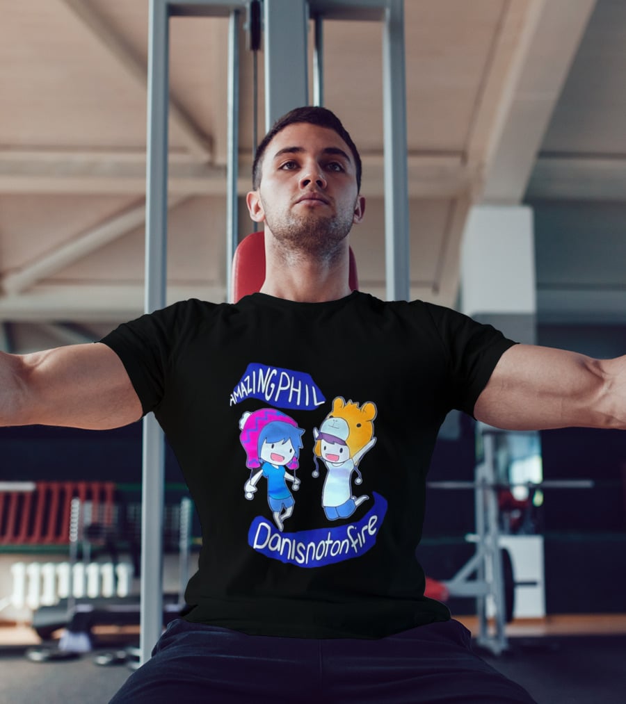 Amazing Phil Danisnotonfire Cartoon Characters Jumping T-Shirt