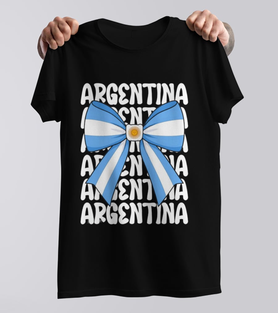 Argentina Flag Blue And White Bow Ribbon T-Shirt