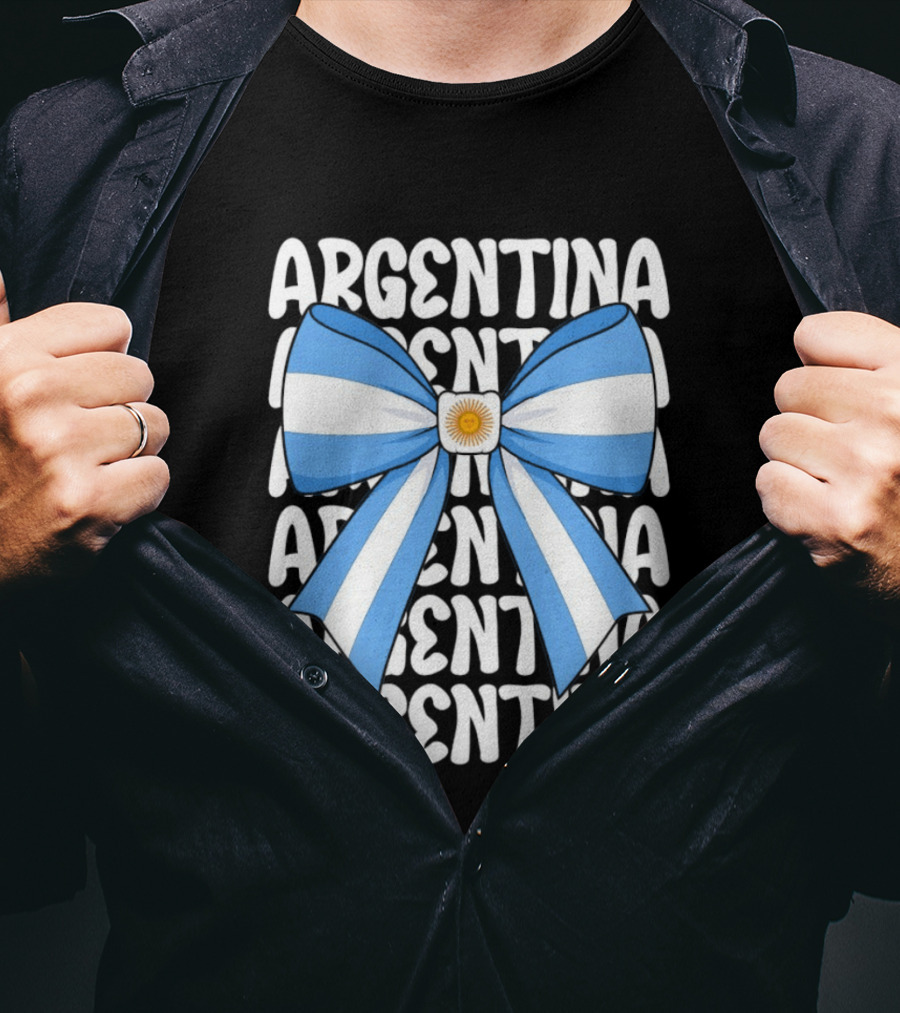 Argentina Flag Blue And White Bow Ribbon T-Shirt