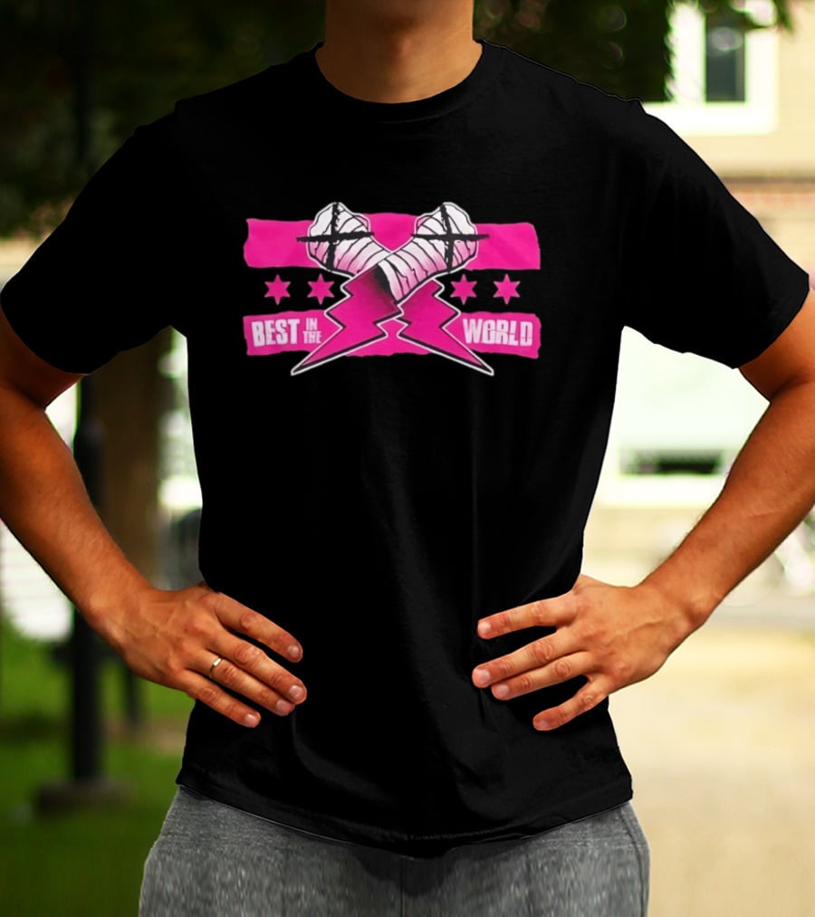 Best In The World CM Punk Crossed Bandaged Fists Lightning Bolt Stars T-Shirt