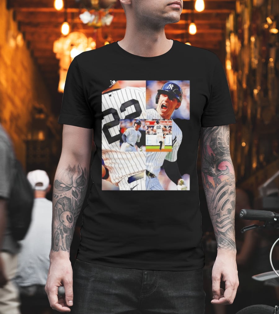 Harrison Bader No 22 Yankees Pinstripe Collage With Action Shots T-Shirt