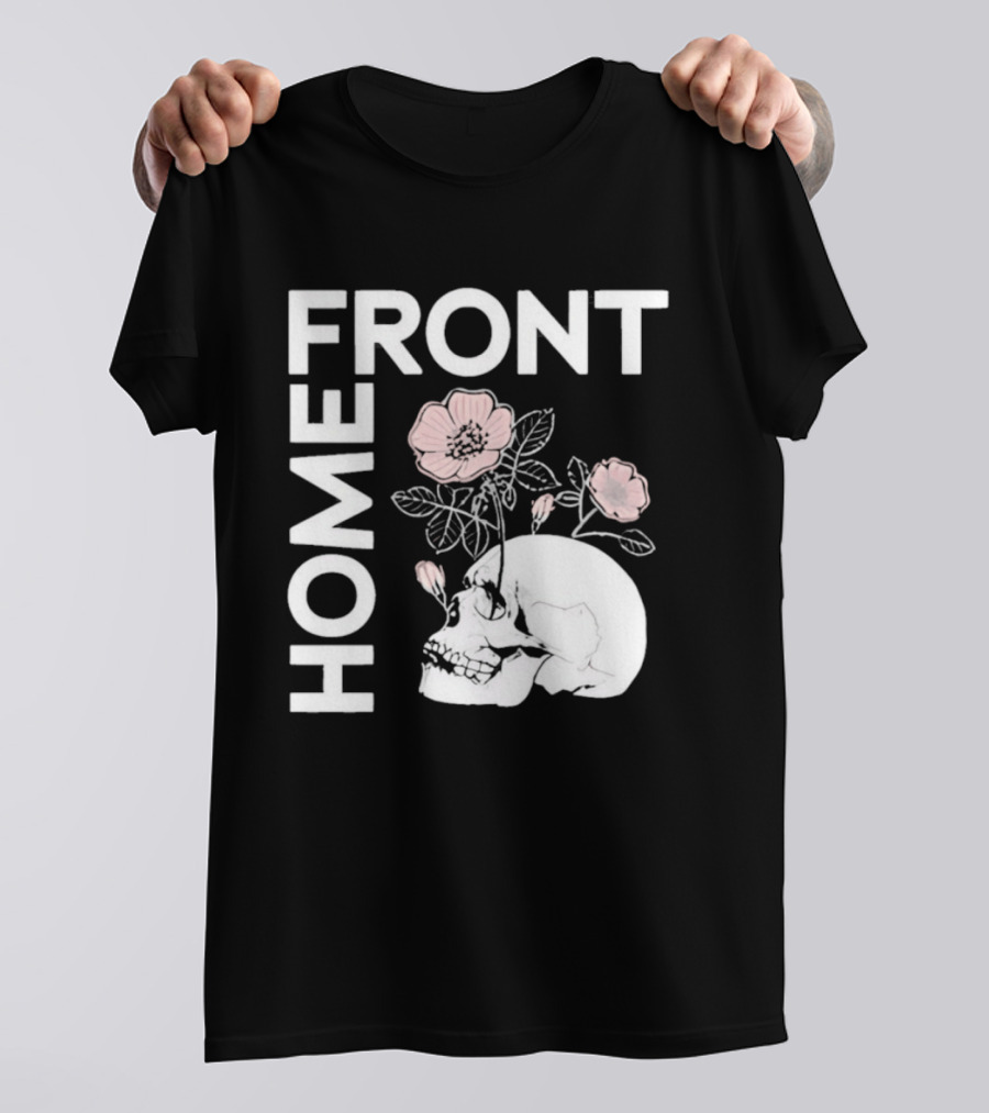 Homefront Skull With Pink Flowers T-Shirt