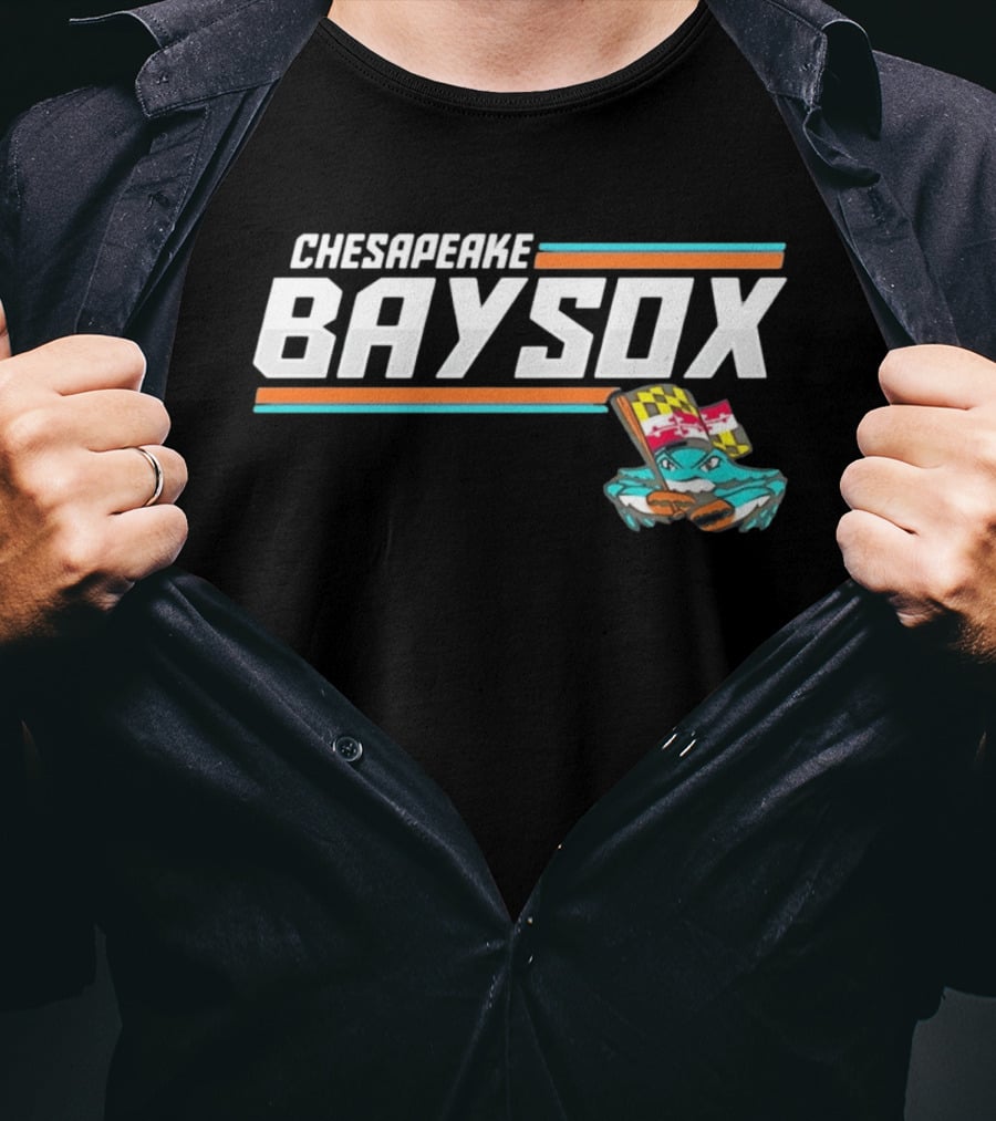 Chesapeake Baysox Maryland Crab Mascot Icon With Baseball Bat T-Shirt