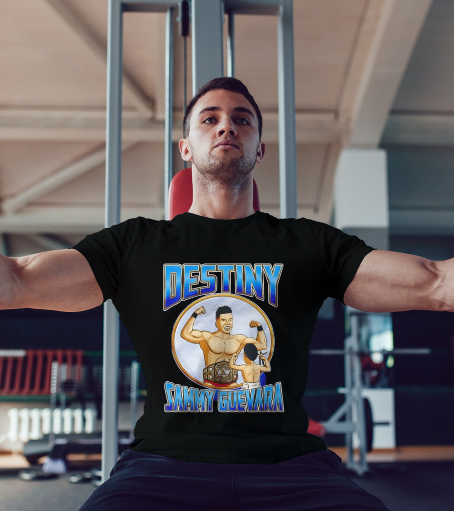 Destiny Sammy Guevara Flexing With Baby Holding AEW Wrestling Action Figure T-Shirt