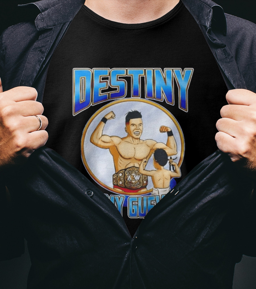 Destiny Sammy Guevara Flexing With Baby Holding AEW Wrestling Action Figure T-Shirt