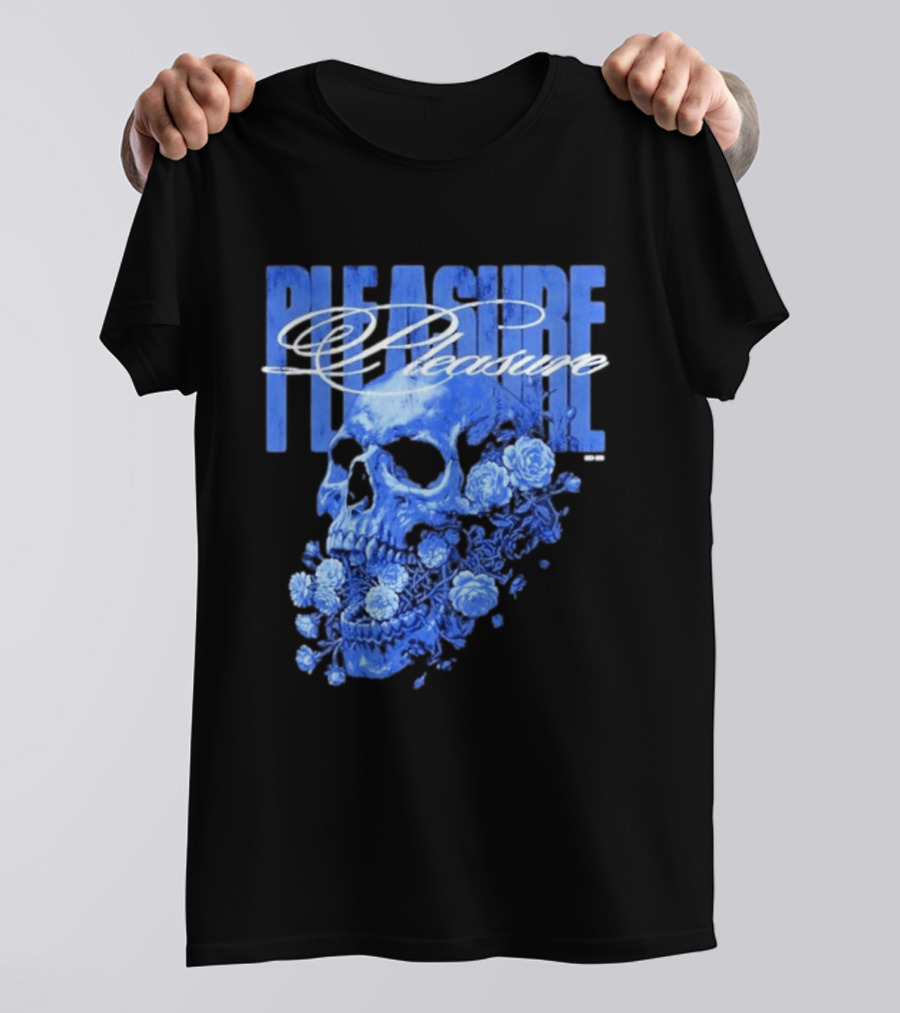 Pleasure Skull Roses Gothic Floral Blue T-Shirt