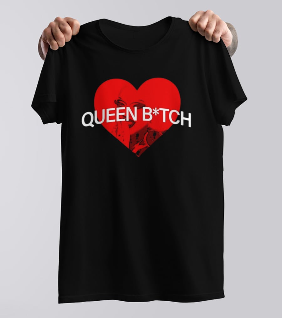 Queen B*tch Bold Typography Houston Hardcore Heart T-Shirt