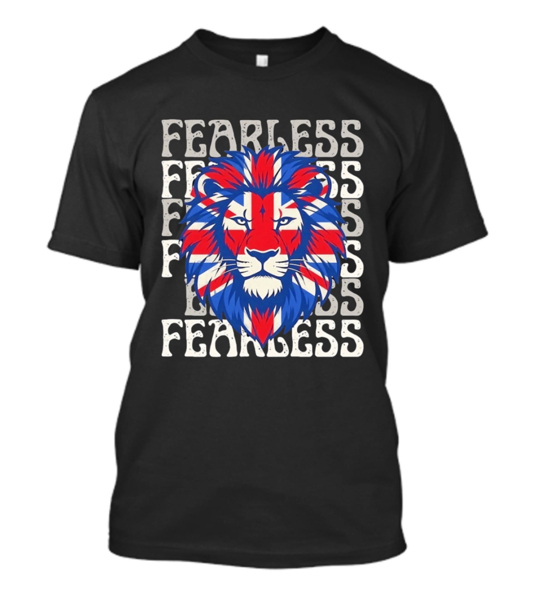 Fearless Union Jack Lion British Flag Pride T-Shirt