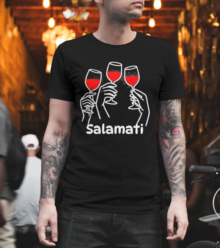 Salamati Wine Glass Toast Celebration T-Shirt