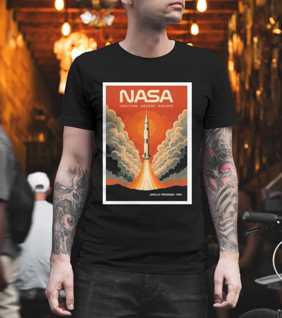 NASA Ignition Ascent Escape Apollo Program 1969 Rocket Launch T-Shirt