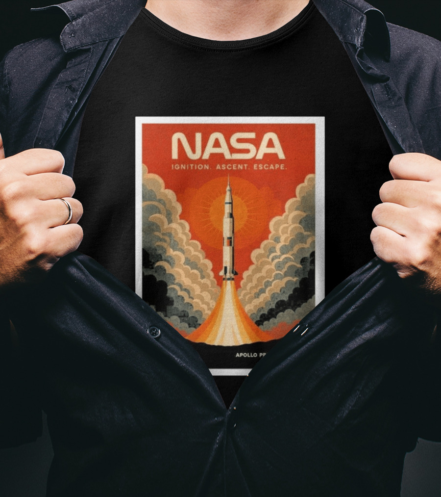 NASA Ignition Ascent Escape Apollo Program 1969 Rocket Launch T-Shirt