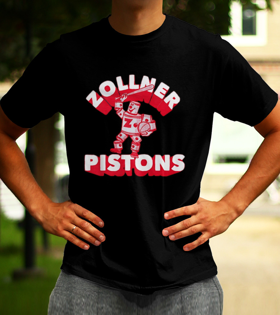 Zollner Pistons Vintage Robot Baseball Character NBA History T-Shirt
