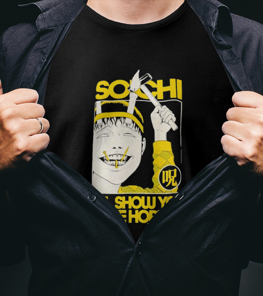 Soichi I'll Show You True Horror Junji Ito Manga Character Creepy Smile Yellow T-Shirt