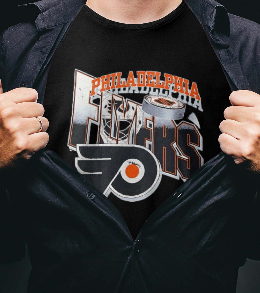Philadelphia Flyers Goalie Mask Hockey Puck NHL Team T-Shirt