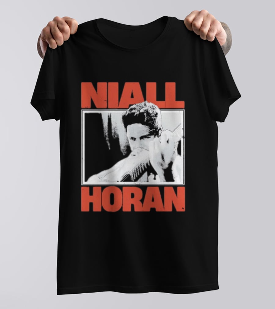 Niall Horan Playing Guitar Black And White T-Shirt