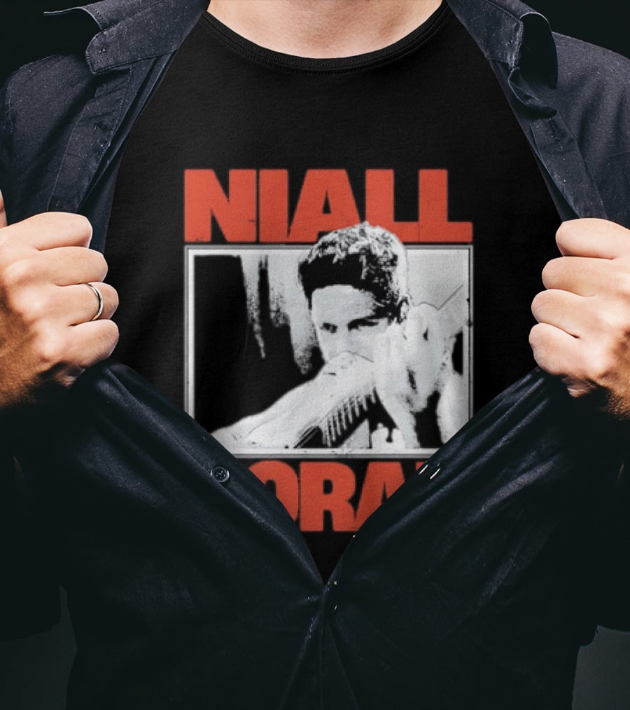 Niall Horan Playing Guitar Black And White T-Shirt